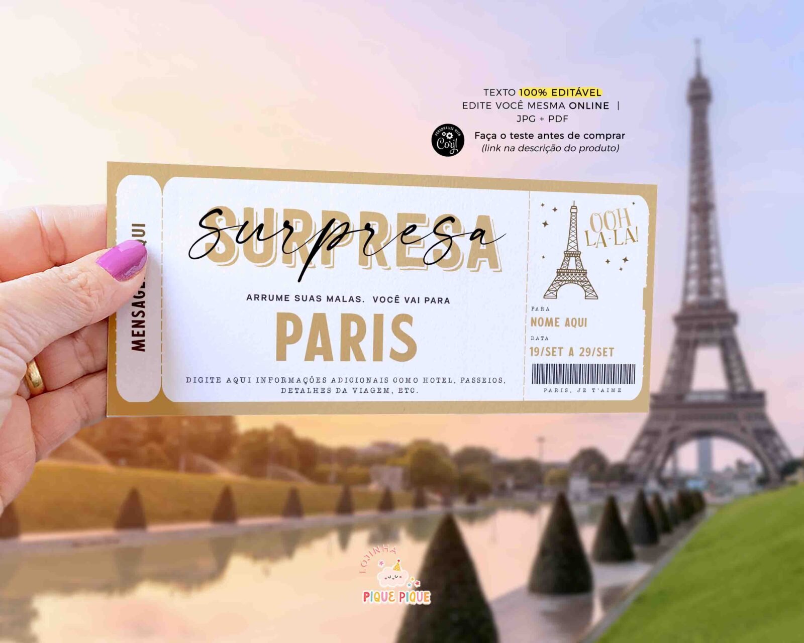 Voucher Vale Presente Viagem Surpresa Paris