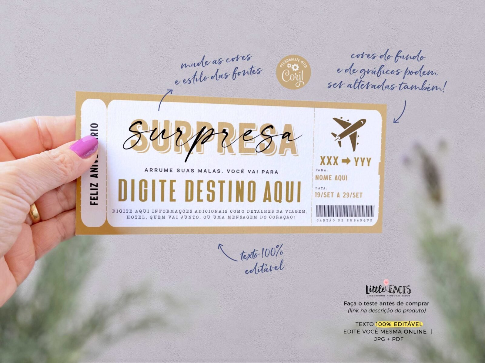 Voucher Vale Presente Cartão De Embarque Viagem Surpresa - Image 2
