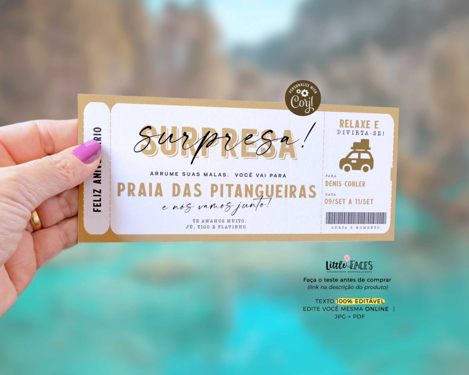 Voucher Vale Presente Viagem Surpresa Presente Editável 192