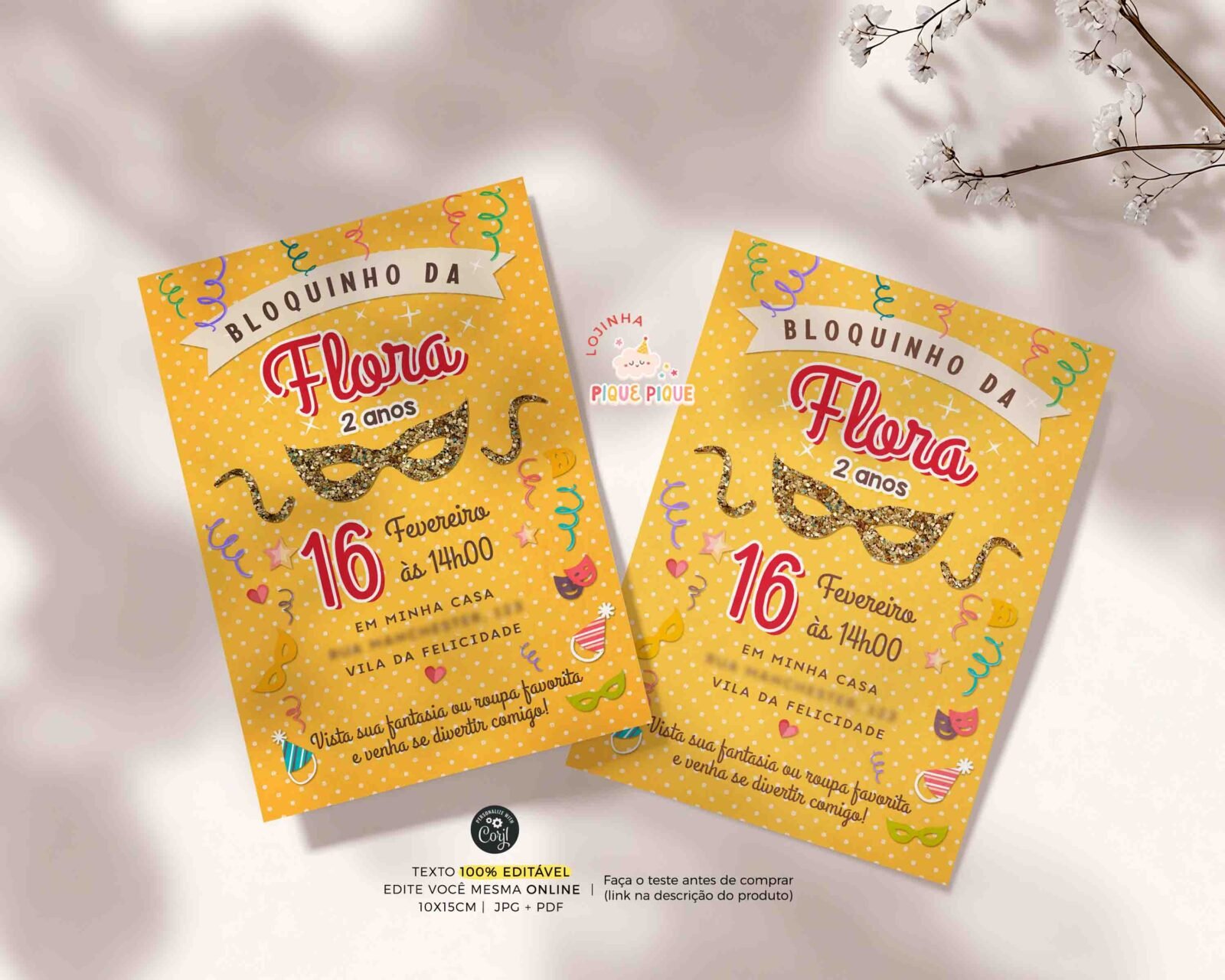 Convite Aniversário Bloquinho de Carnaval