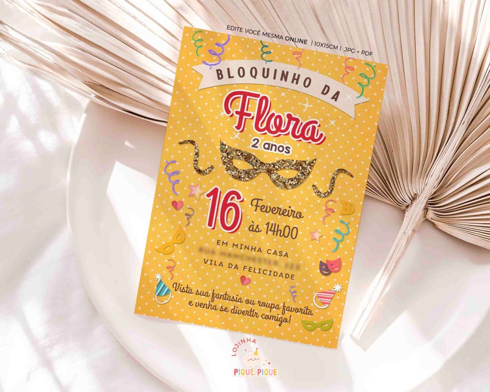 Convite Aniversário Bloquinho de Carnaval