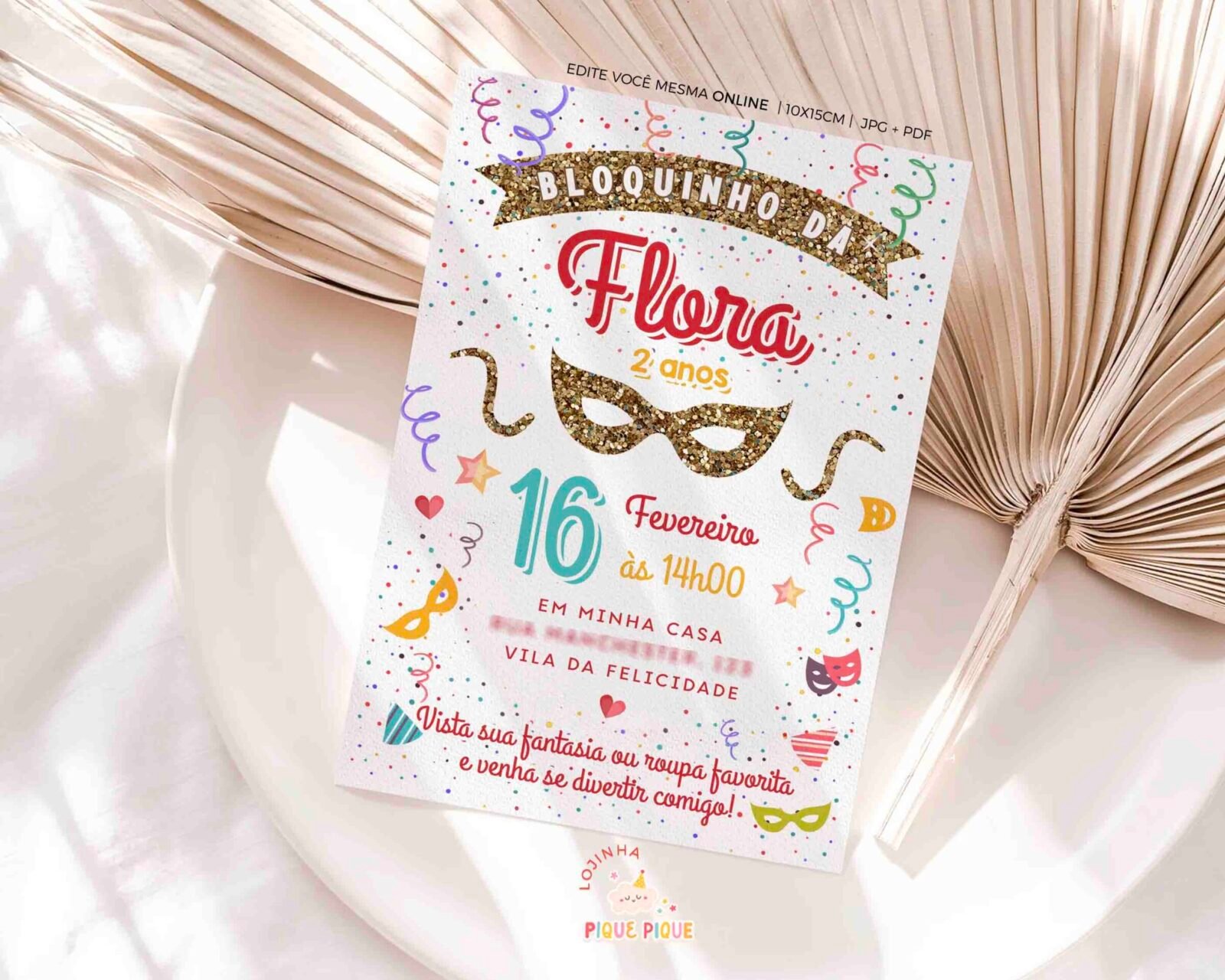 Convite Aniversário Bloquinho de Carnaval