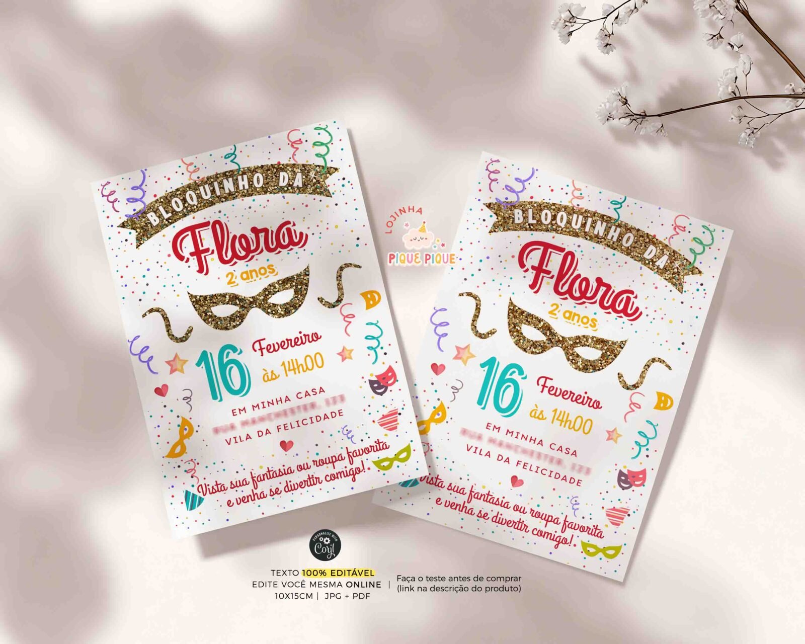 Convite Aniversário Bloquinho de Carnaval