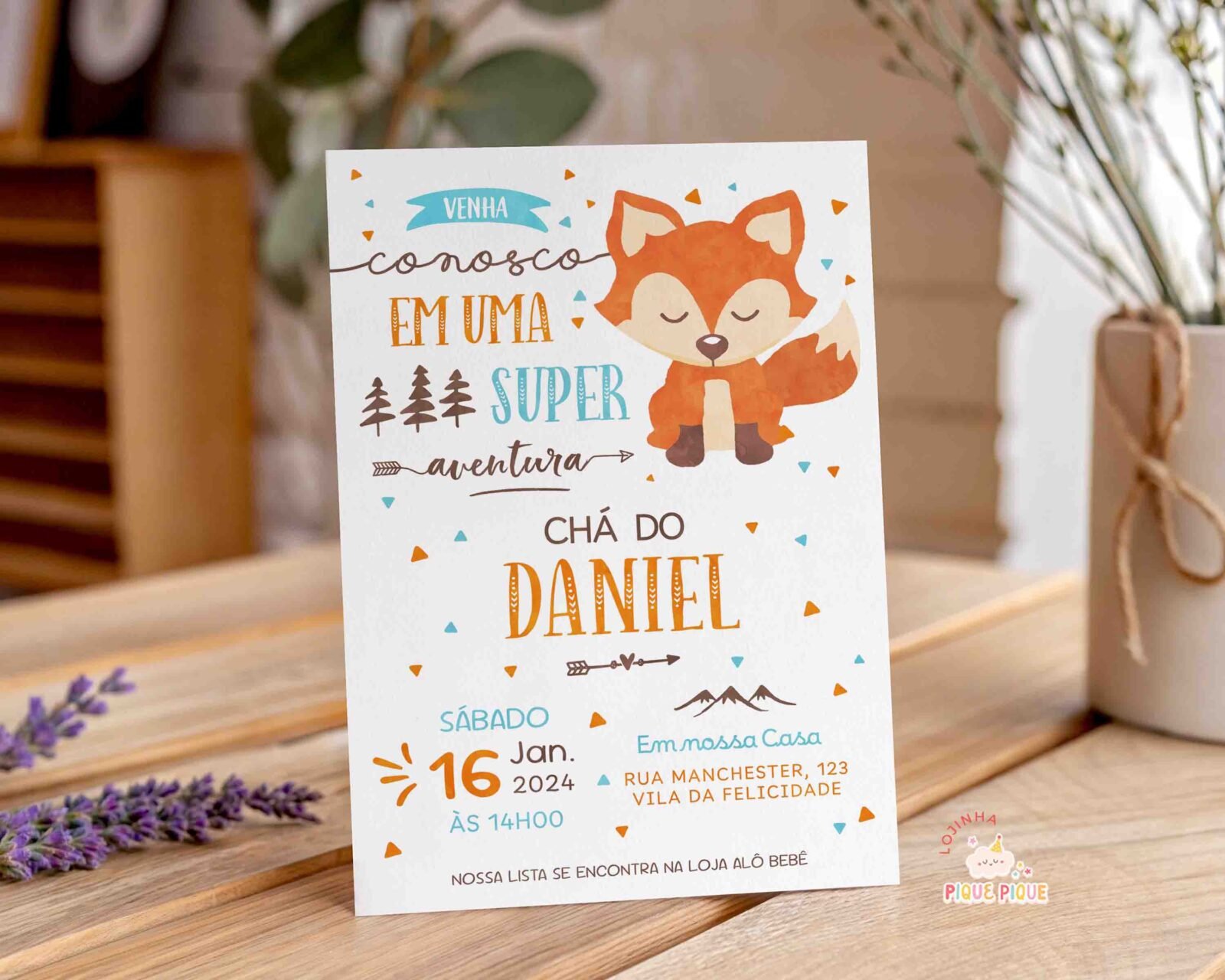 Convite Chá de Bebê Raposa