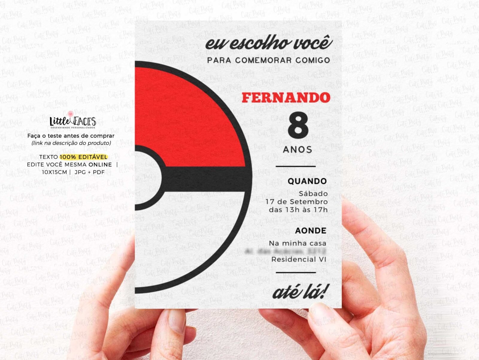 Convite Aniversário Pokemon Pokebola - Image 2