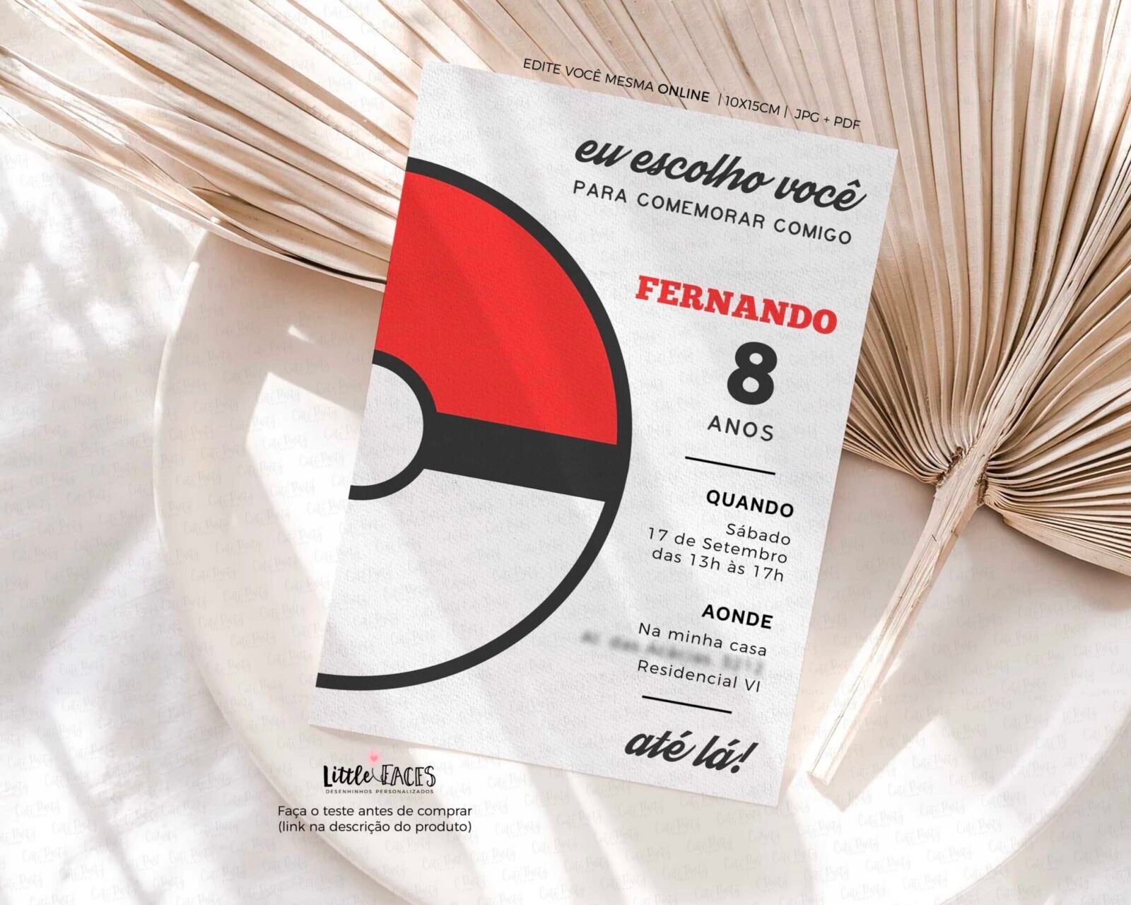 Convite Aniversário Pokemon Pokebola