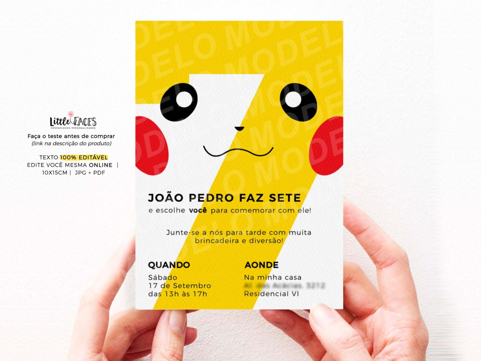 Convite Aniversário Pokemon Pikachú