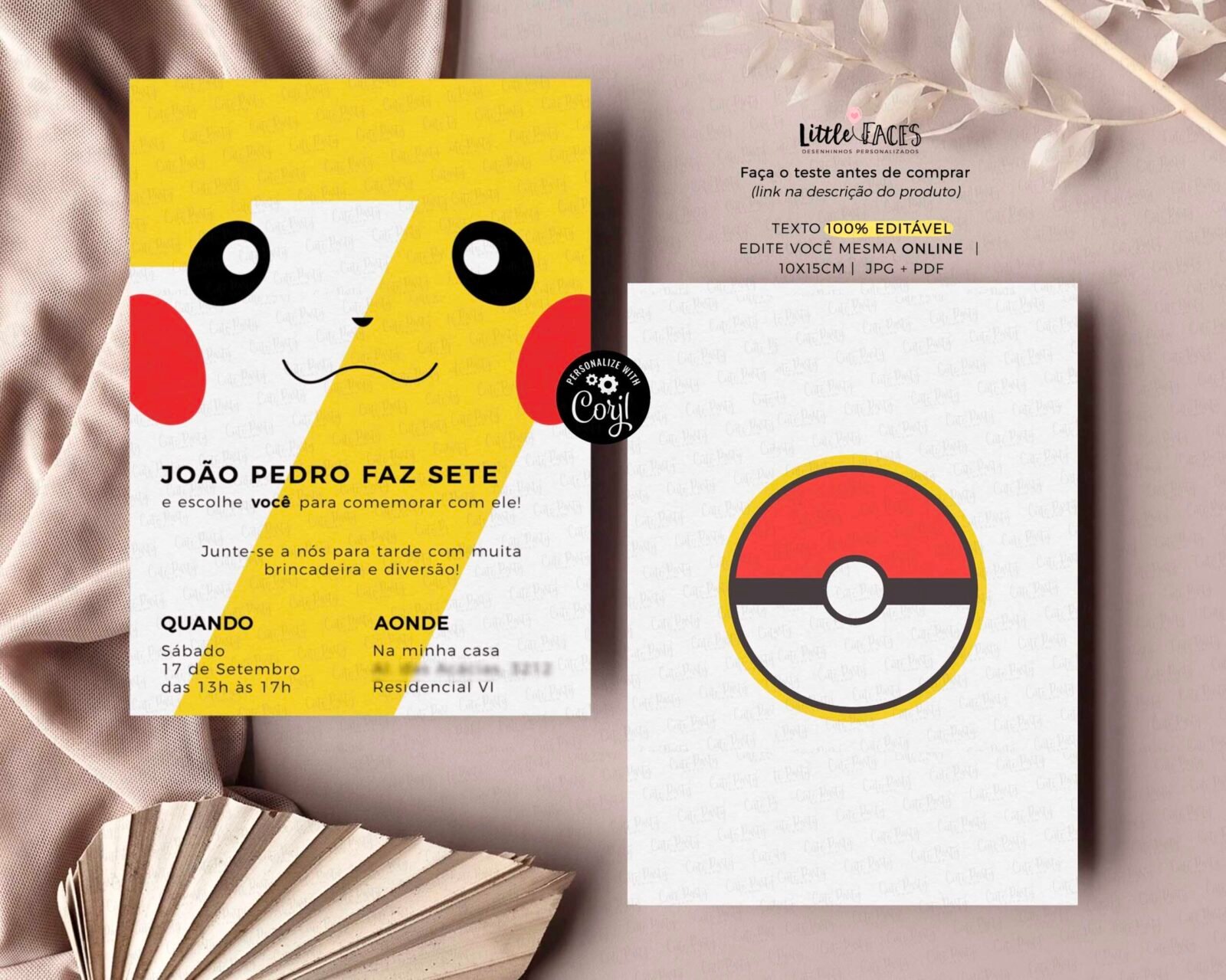 Convite Aniversário Pokemon Pikachú - Image 2