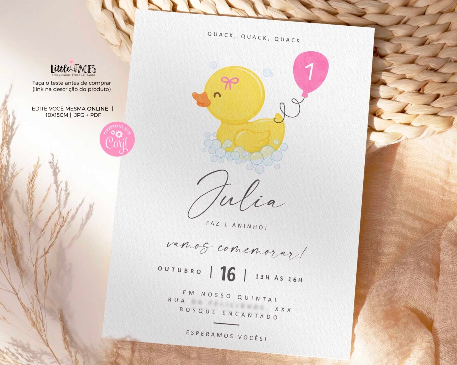 Convite Aniversário Patinho de Borracha Imprimir Patinha 428