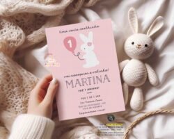 Convite Aniversário Coelhinha Rosa