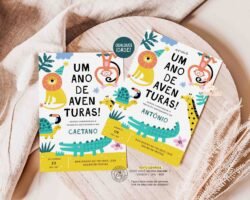 Convite de Aniversário Animais da Selva
