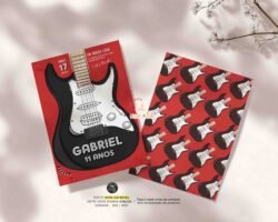 Convite Guitarra Rock em Roll Festa Rock para editar