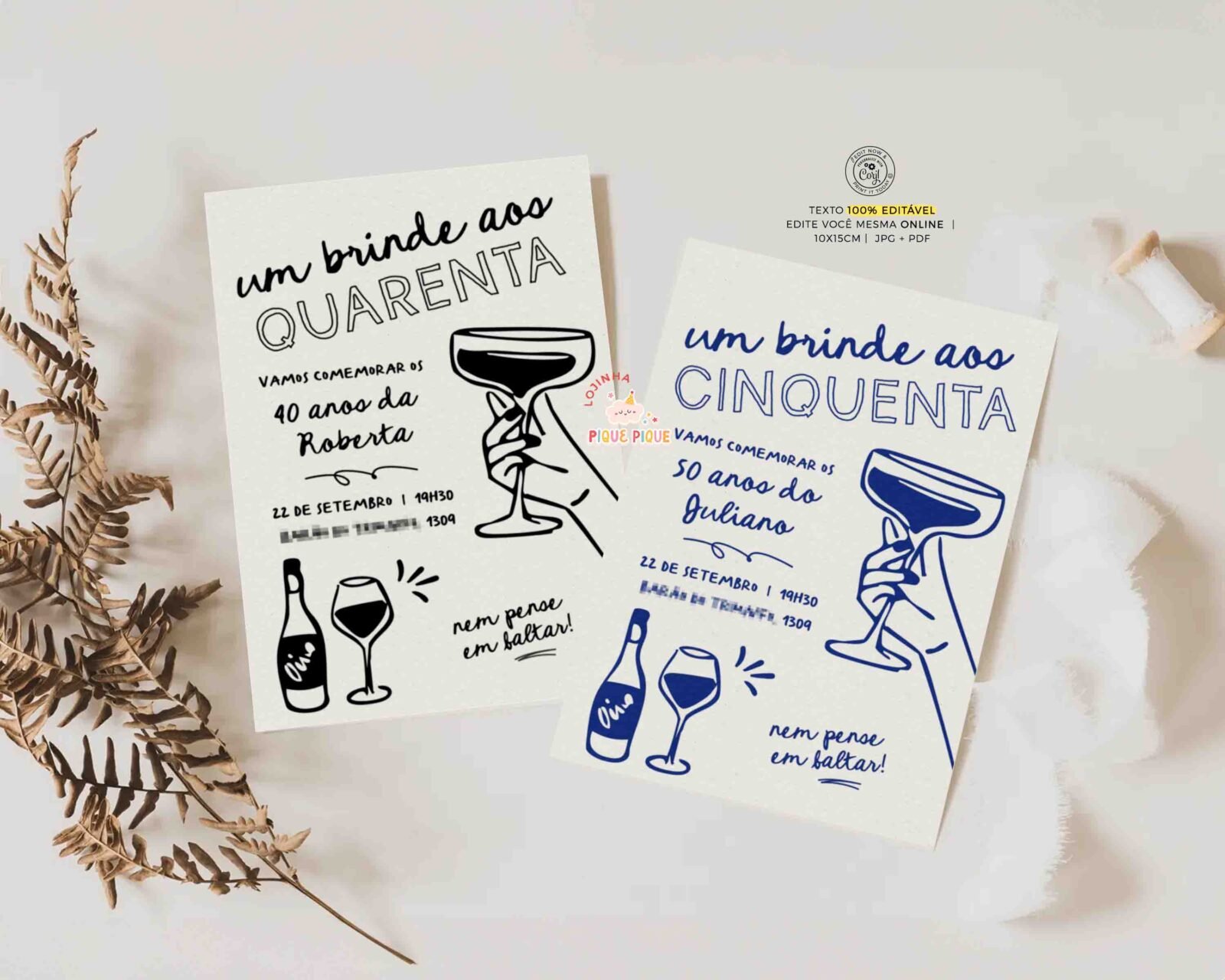 convite aniversario cinquenta quarenta trinta anos happy hour bar