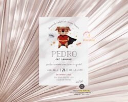 Convite aniversário super herói cachorro
