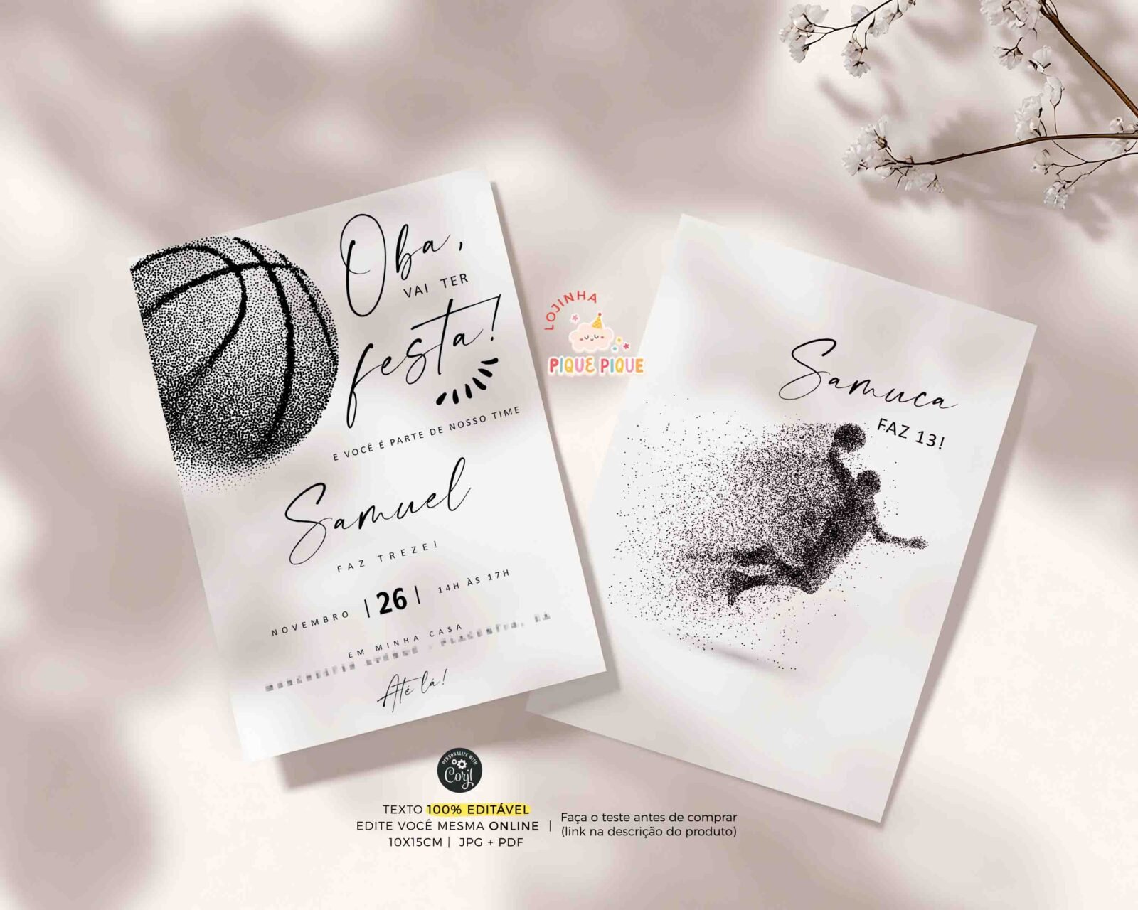 convite aniversário basquete basketball