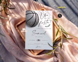 Convite Aniversário Basquete Minimalista