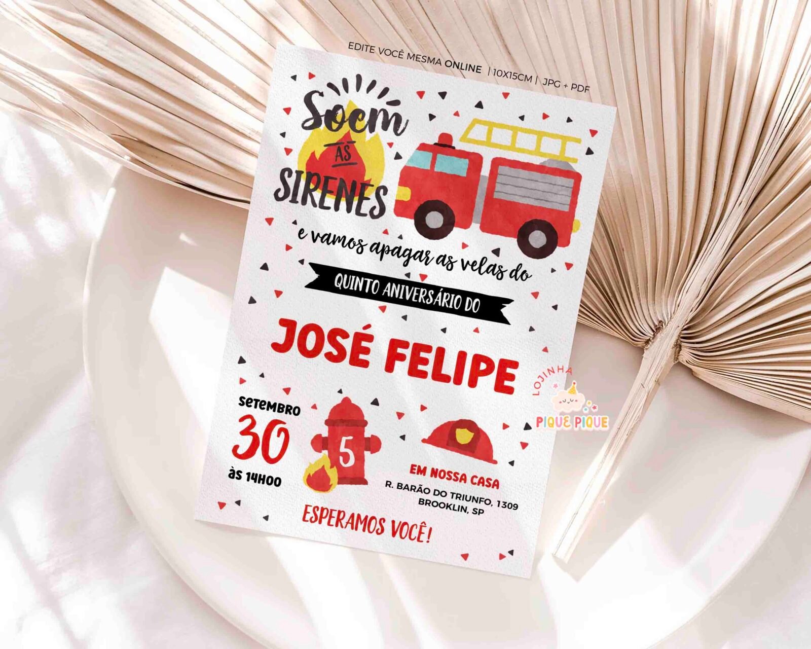 Convite de Aniversário Bombeiro - Image 2