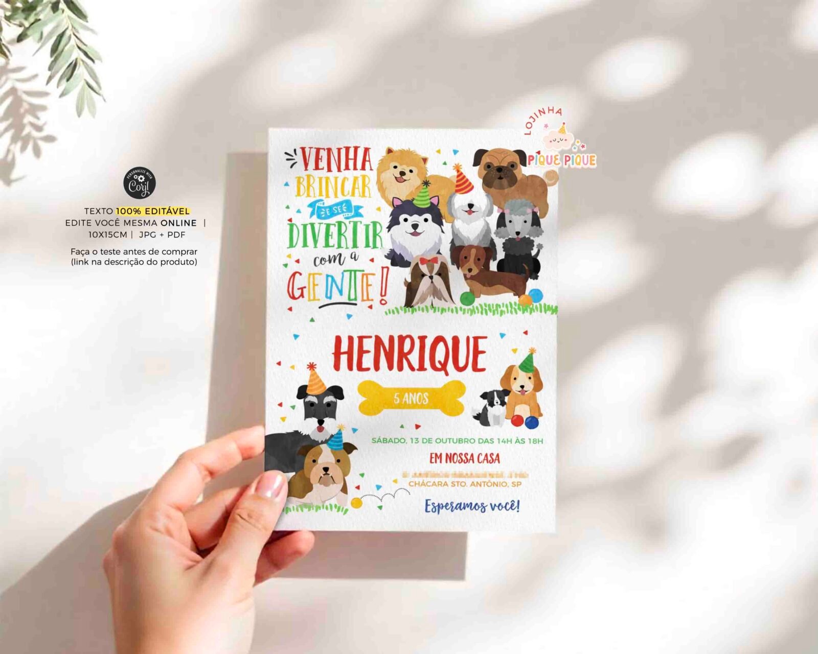 convite aniversario tema cachorro cachorrinhos para editar