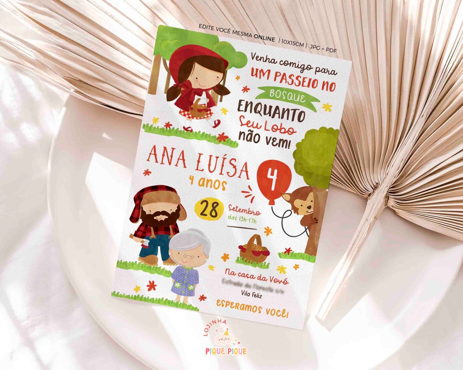 Convite Aniversário Chapeuzinho Vermelho