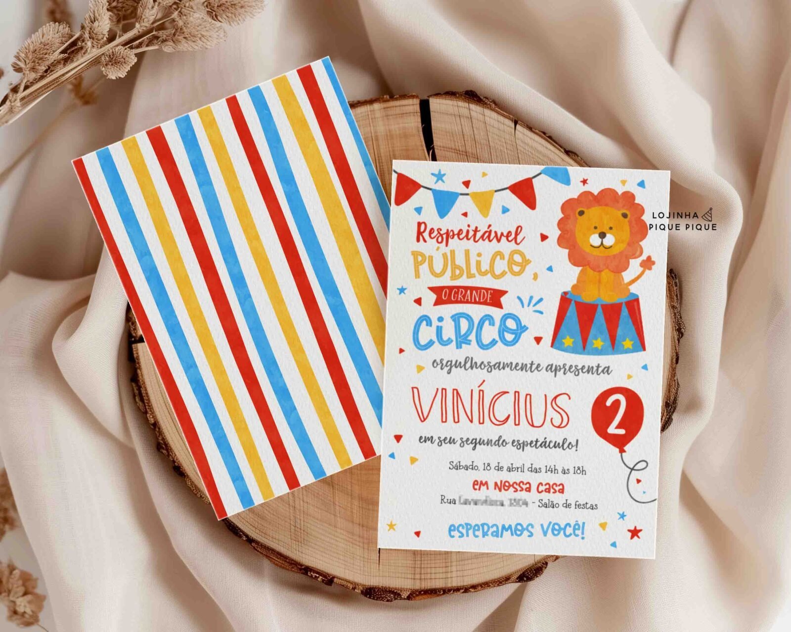 convite aniversario tema circo infantil para editar