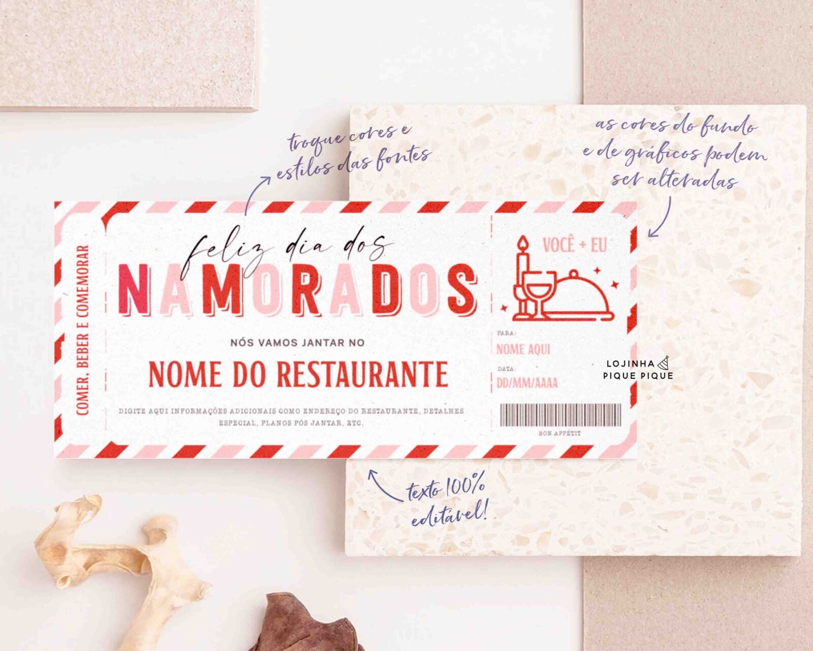 Voucher Jantar Surpresa Vale presente surpresa de dia dos namorados