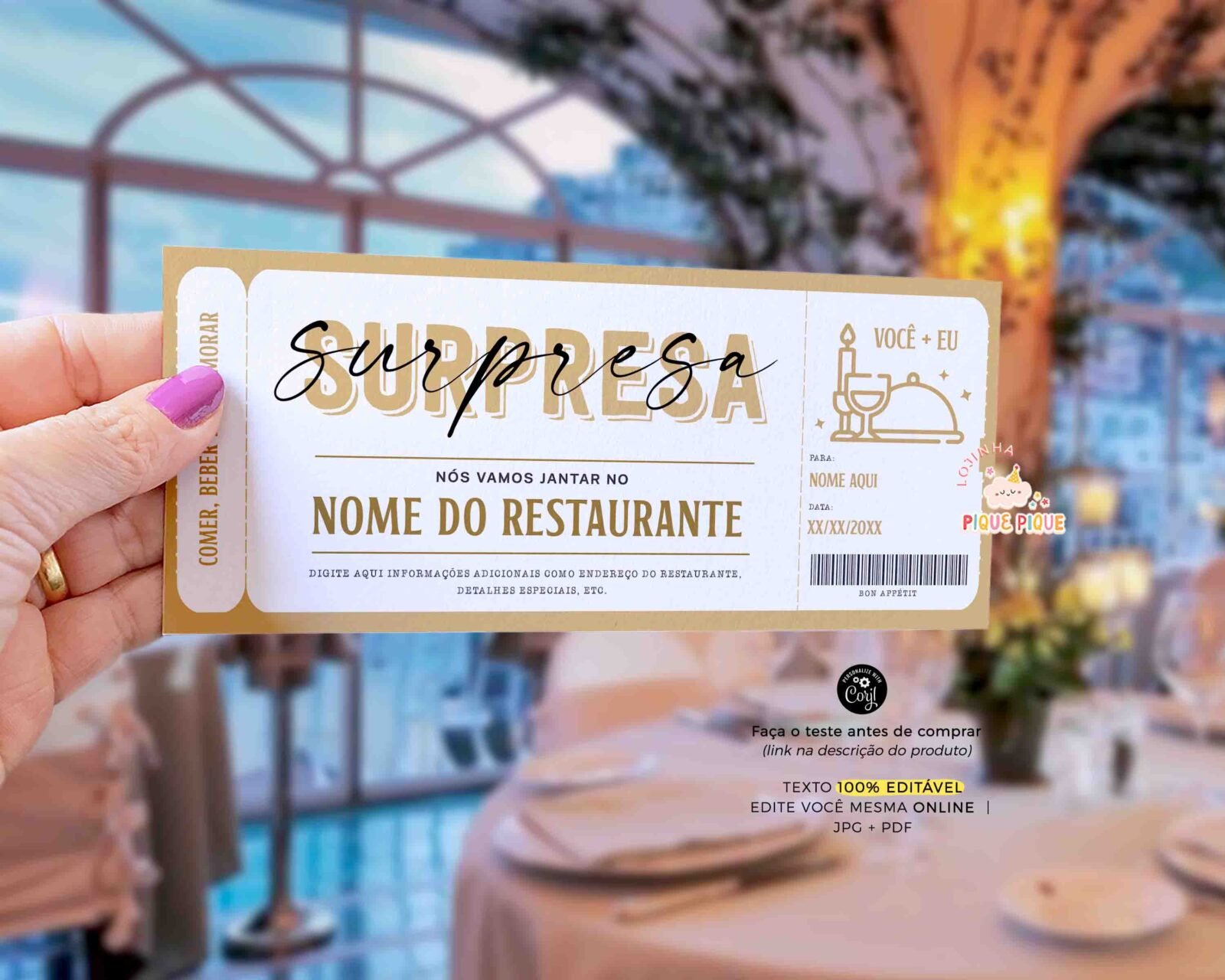 Voucher Presente Vale Jantar Surpresa