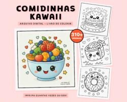 Mega Kit Livro De Colorir Comidinhas Kawaii